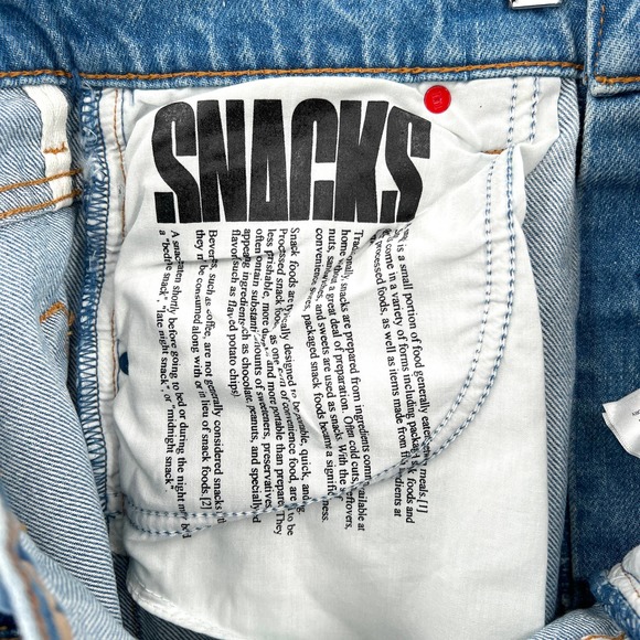 MOTHER SNACKS Jeans Womens 28 Blue Pleated Fun Dip Puddle Like Nothing Else NEW - Picture 14 of 16